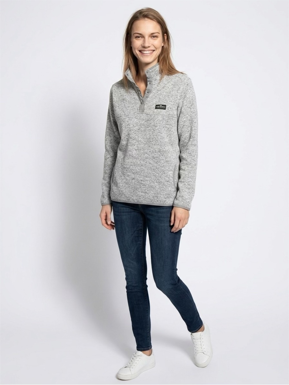 Simply Southern Cozy Grey Button-Neck Women's Sweater